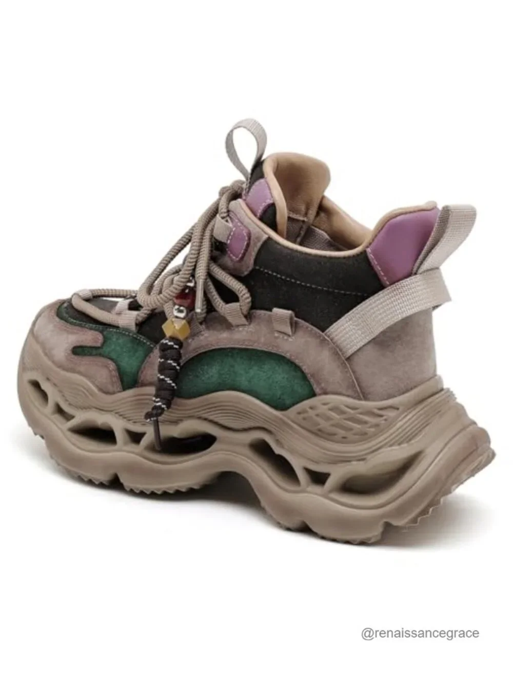 Women's Chunky Wedge Walking Shoes Lace-Up Platform Comfort Slip-Resistant